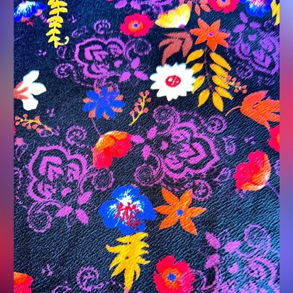 Lularoe 2xL black & purple vibrant floral thick knit Azure A-line skirt. NWT - Picture 2 of 5